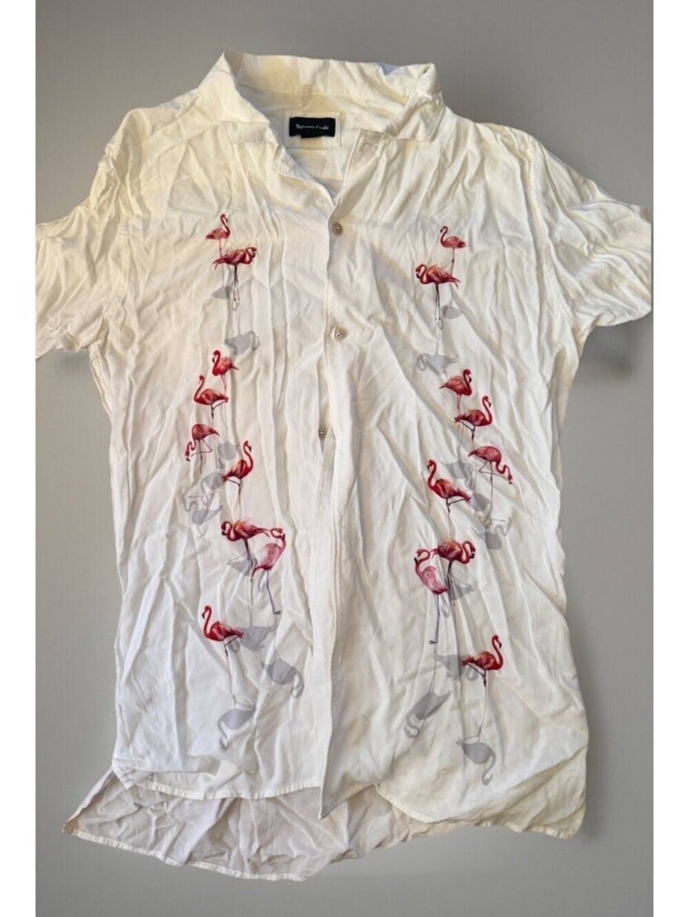 Barney Cools Holiday Camp-collar  Shirt: Flamingo Size Medium
